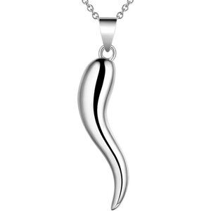 Sterling Silver Italian Horn Necklace for Women Men - Lucky Cornicello Pendant J